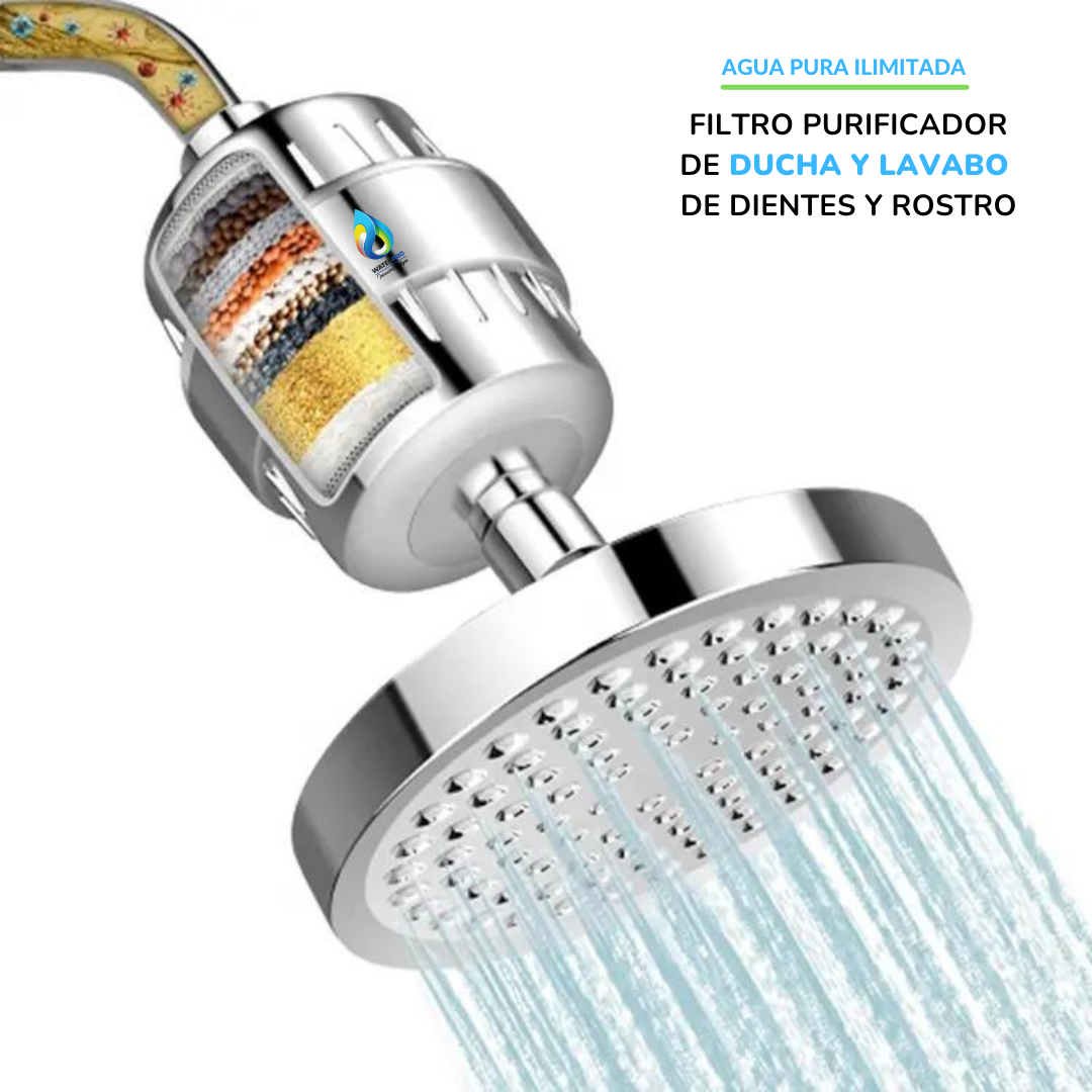 Filtro de agua para ducha + Repuesto ¡GRATIS!